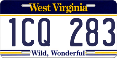 WV license plate 1CQ283