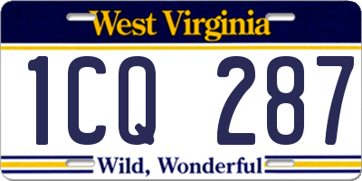 WV license plate 1CQ287