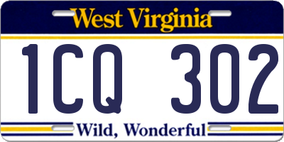 WV license plate 1CQ302