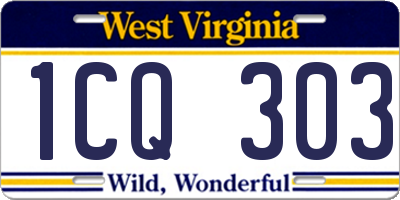 WV license plate 1CQ303