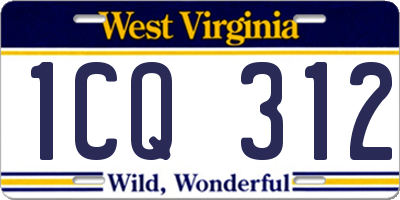 WV license plate 1CQ312