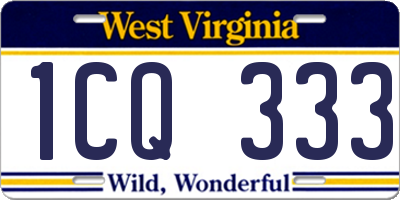 WV license plate 1CQ333