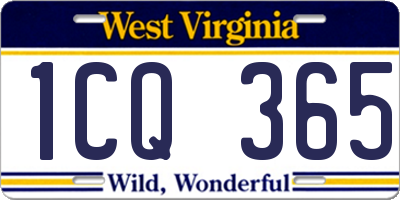 WV license plate 1CQ365