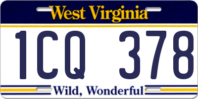 WV license plate 1CQ378