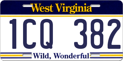 WV license plate 1CQ382