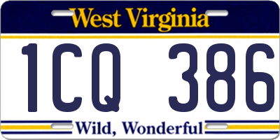 WV license plate 1CQ386