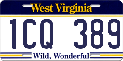 WV license plate 1CQ389