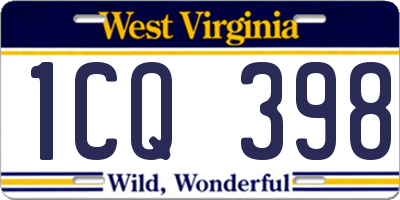 WV license plate 1CQ398