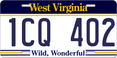 WV license plate 1CQ402