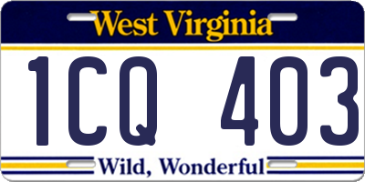 WV license plate 1CQ403