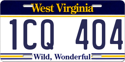 WV license plate 1CQ404