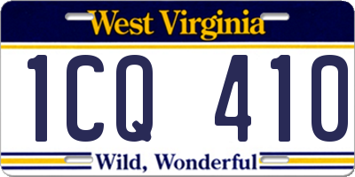 WV license plate 1CQ410