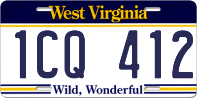 WV license plate 1CQ412