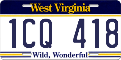 WV license plate 1CQ418