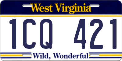 WV license plate 1CQ421