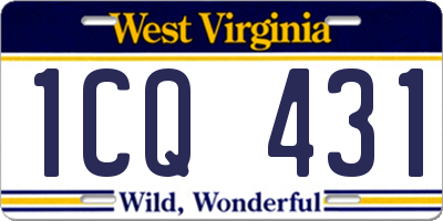 WV license plate 1CQ431