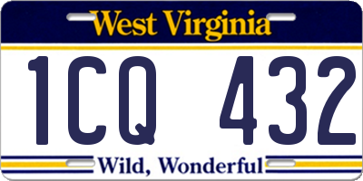 WV license plate 1CQ432
