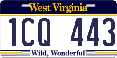 WV license plate 1CQ443