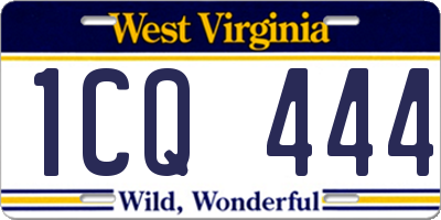 WV license plate 1CQ444