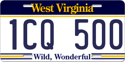 WV license plate 1CQ500