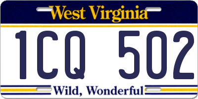 WV license plate 1CQ502