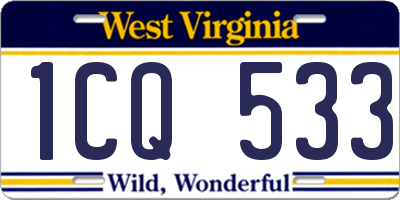 WV license plate 1CQ533