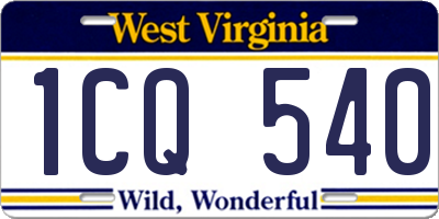 WV license plate 1CQ540