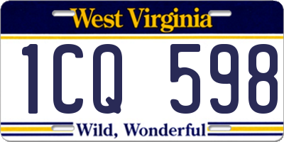 WV license plate 1CQ598