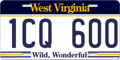 WV license plate 1CQ600