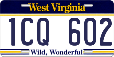 WV license plate 1CQ602
