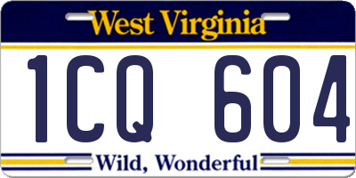 WV license plate 1CQ604