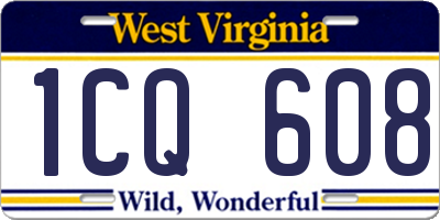 WV license plate 1CQ608
