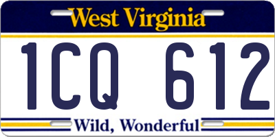 WV license plate 1CQ612