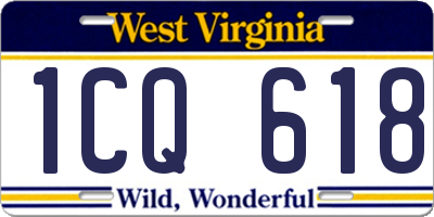 WV license plate 1CQ618