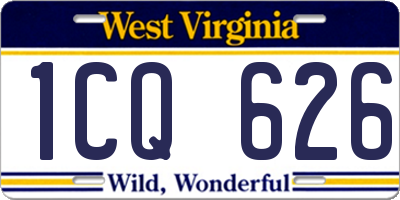 WV license plate 1CQ626