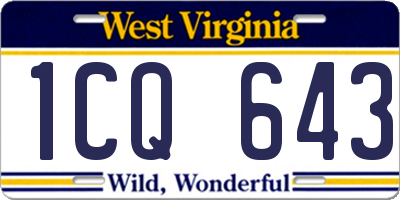 WV license plate 1CQ643