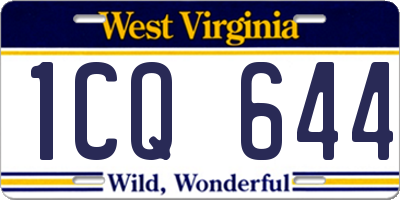 WV license plate 1CQ644