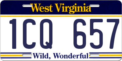 WV license plate 1CQ657