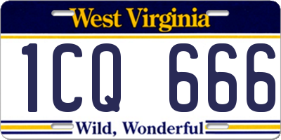 WV license plate 1CQ666