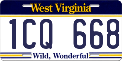 WV license plate 1CQ668