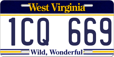 WV license plate 1CQ669