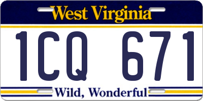 WV license plate 1CQ671