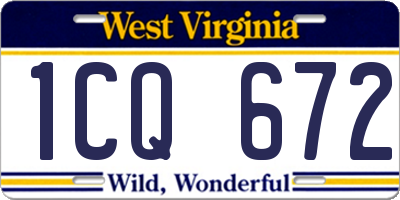 WV license plate 1CQ672