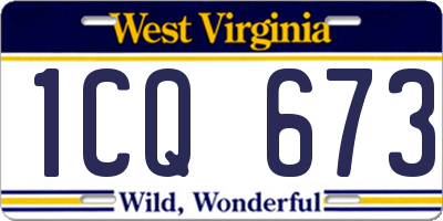 WV license plate 1CQ673