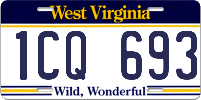 WV license plate 1CQ693