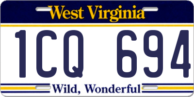 WV license plate 1CQ694