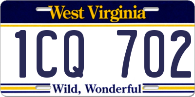 WV license plate 1CQ702