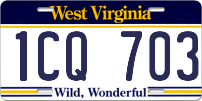 WV license plate 1CQ703