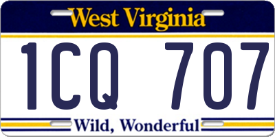 WV license plate 1CQ707