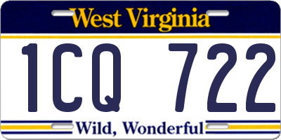WV license plate 1CQ722